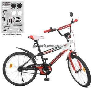 Велосипед детский PROF1 20д. Y20325-1 Inspirer, черно-бело-красный матовый